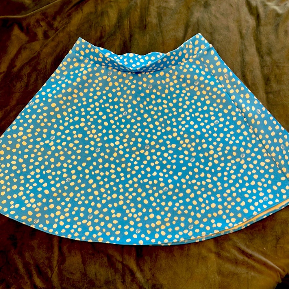 Two piece Lilly Pulitzer blue and white polka dot outfit